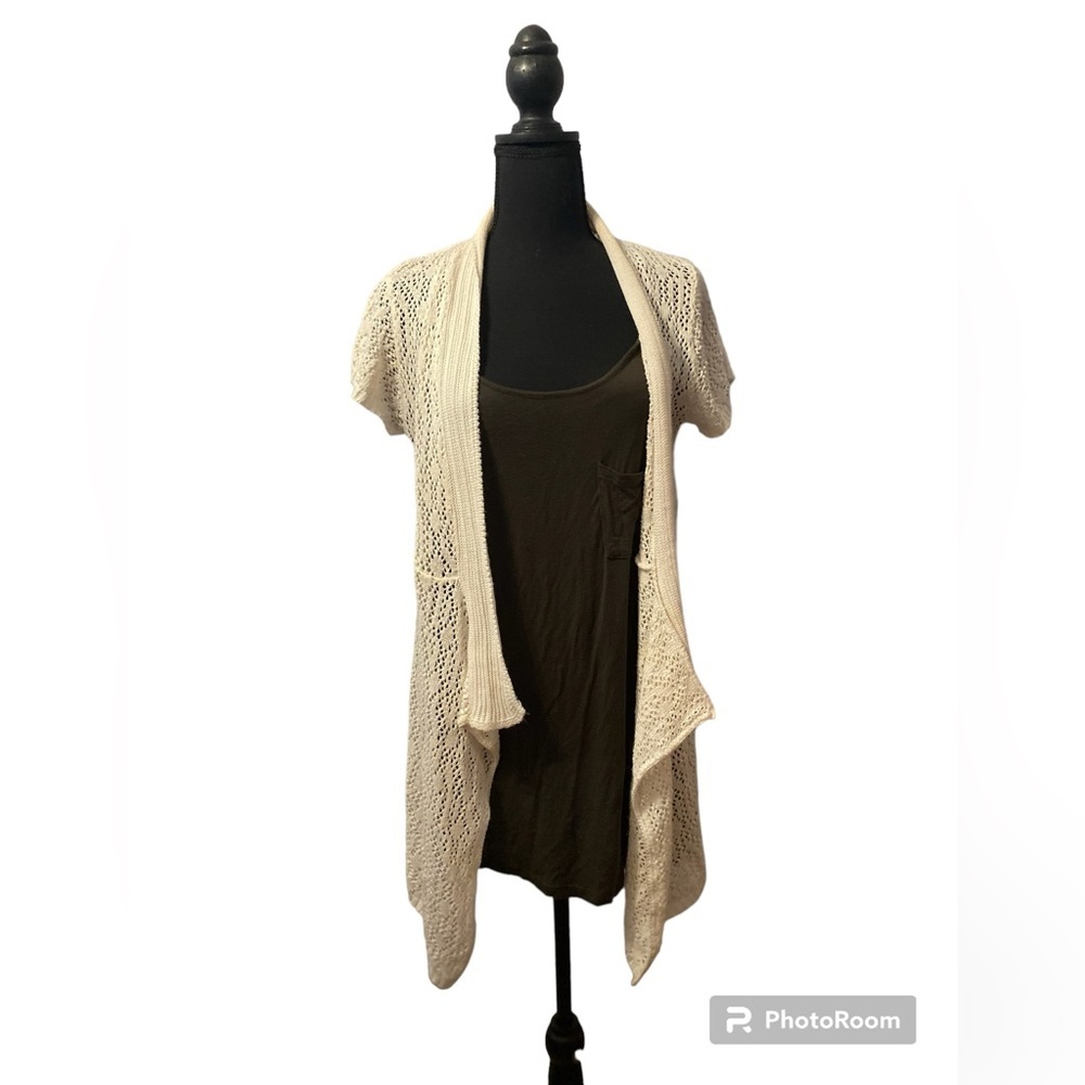 Sleeveless Cardigan Sweater Open Knit By KikIt Size L